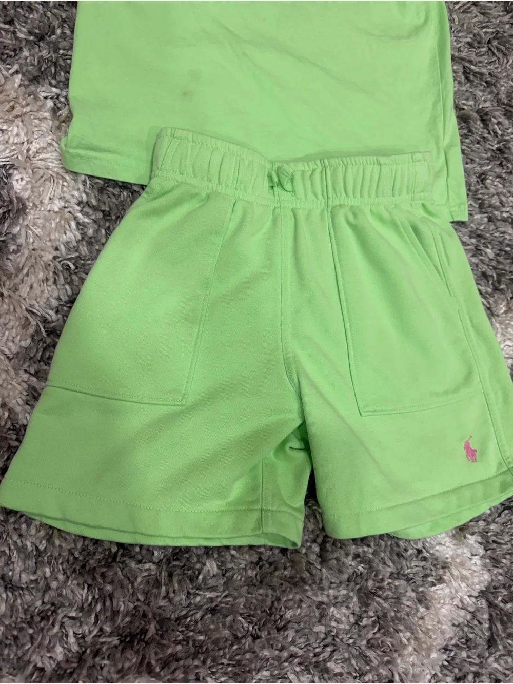 Ralph Lauren Neon Green Pocket Tee & Shorts Set